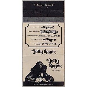 Vintage Matchbook Cover Jolly Roger Restaurants Pirate Logo California Hawaii